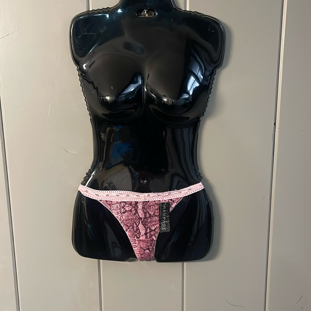 NWT Rampage Thong Panty Pink Snake Reptile Print Sissy Festival Whimsigoth Fairy
